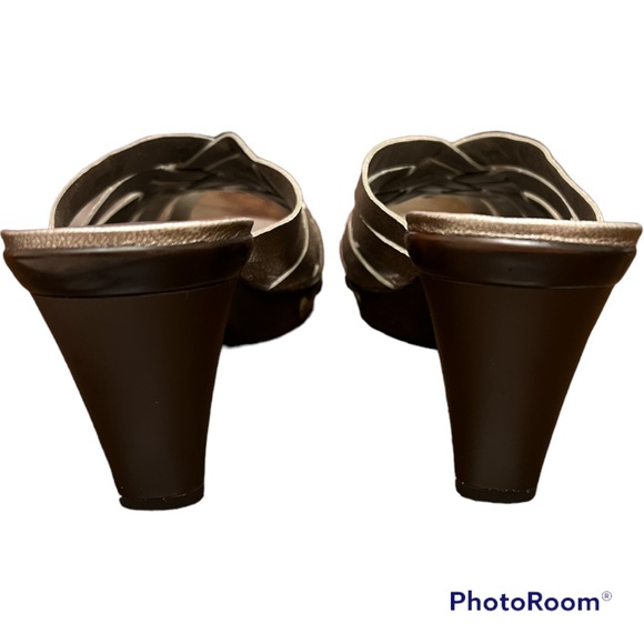 Stuart Weitzman “Bordercross” woven metallic mule slide platform shoes 8.5 9 NEW - Picture 5 of 6